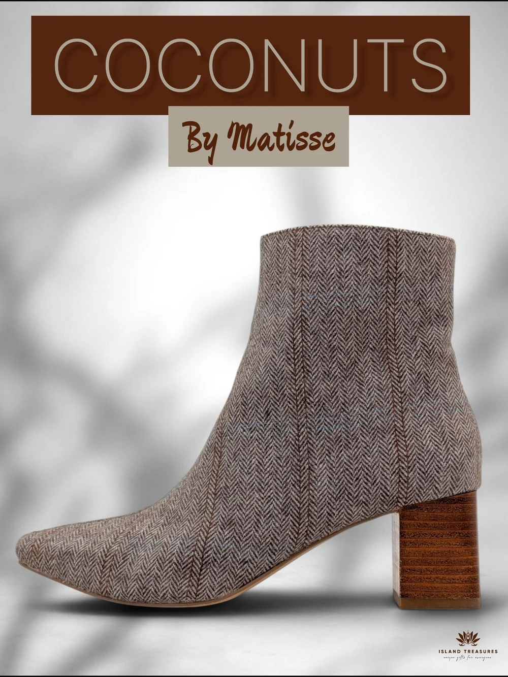 Coconuts by Matisse Sz 7 Herringbone Tweed Stacked Block Heel Ankle Booties